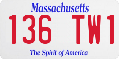 MA license plate 136TW1