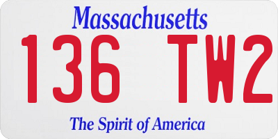 MA license plate 136TW2