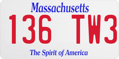 MA license plate 136TW3