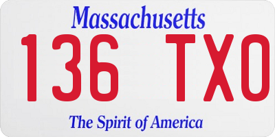 MA license plate 136TX0