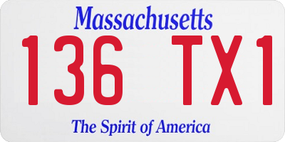 MA license plate 136TX1