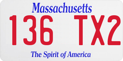 MA license plate 136TX2