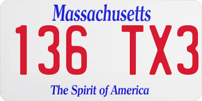 MA license plate 136TX3