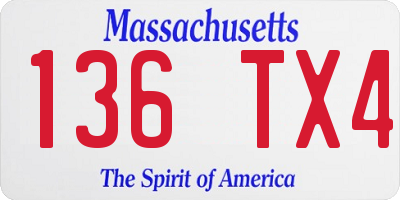 MA license plate 136TX4