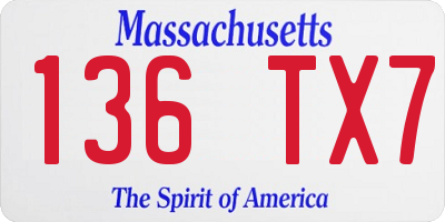 MA license plate 136TX7