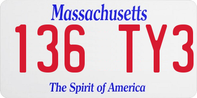 MA license plate 136TY3
