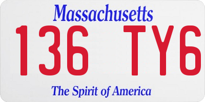 MA license plate 136TY6