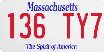 MA license plate 136TY7