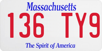 MA license plate 136TY9