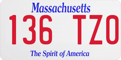 MA license plate 136TZ0