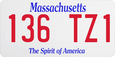 MA license plate 136TZ1