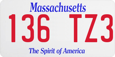 MA license plate 136TZ3