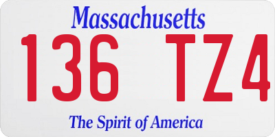 MA license plate 136TZ4