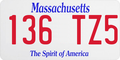 MA license plate 136TZ5