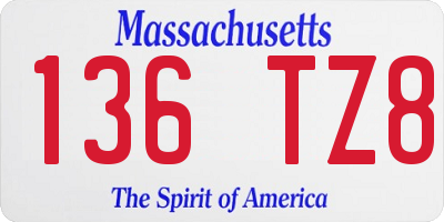 MA license plate 136TZ8