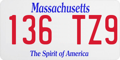 MA license plate 136TZ9