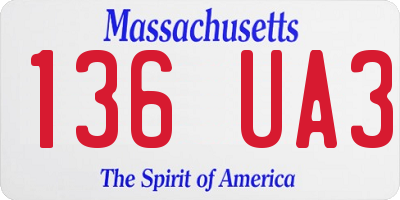 MA license plate 136UA3