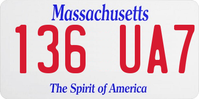 MA license plate 136UA7