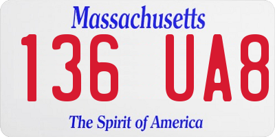 MA license plate 136UA8