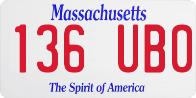 MA license plate 136UB0