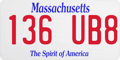 MA license plate 136UB8