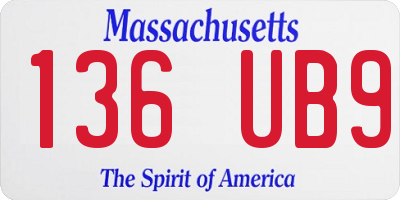 MA license plate 136UB9