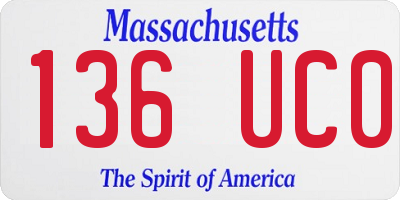MA license plate 136UC0
