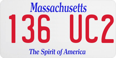 MA license plate 136UC2