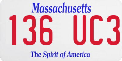 MA license plate 136UC3