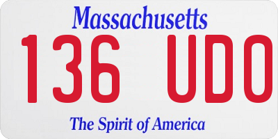MA license plate 136UD0
