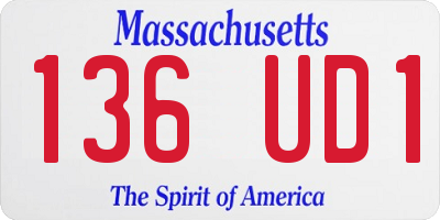 MA license plate 136UD1