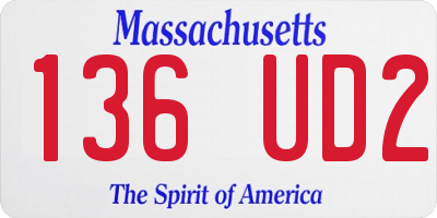 MA license plate 136UD2