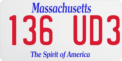 MA license plate 136UD3
