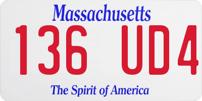 MA license plate 136UD4