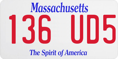 MA license plate 136UD5