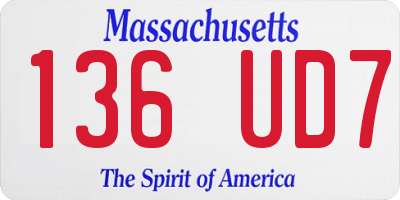 MA license plate 136UD7