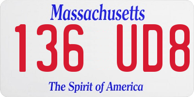 MA license plate 136UD8