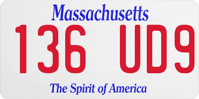 MA license plate 136UD9