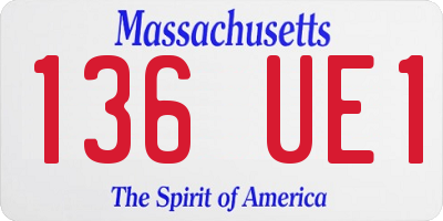 MA license plate 136UE1