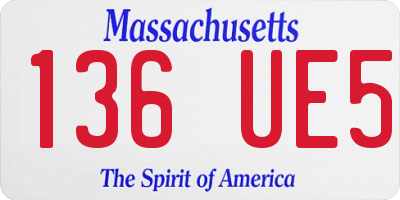 MA license plate 136UE5