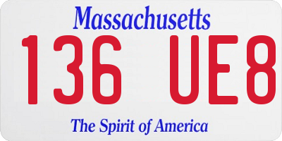 MA license plate 136UE8