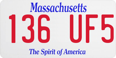 MA license plate 136UF5
