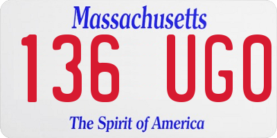 MA license plate 136UG0