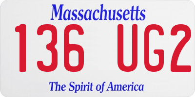 MA license plate 136UG2