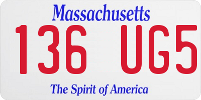 MA license plate 136UG5