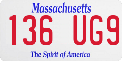 MA license plate 136UG9