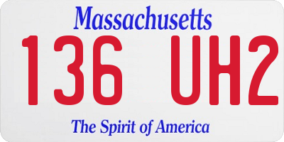 MA license plate 136UH2