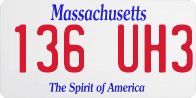 MA license plate 136UH3