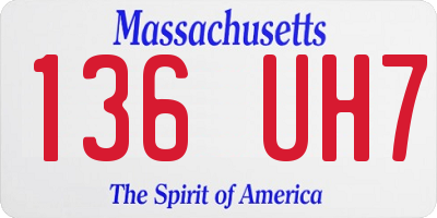 MA license plate 136UH7