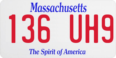 MA license plate 136UH9